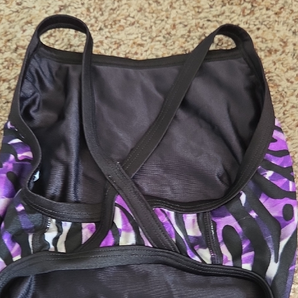 Speedo Black and Purple Patterned Swimwear - Picture 6 of 9